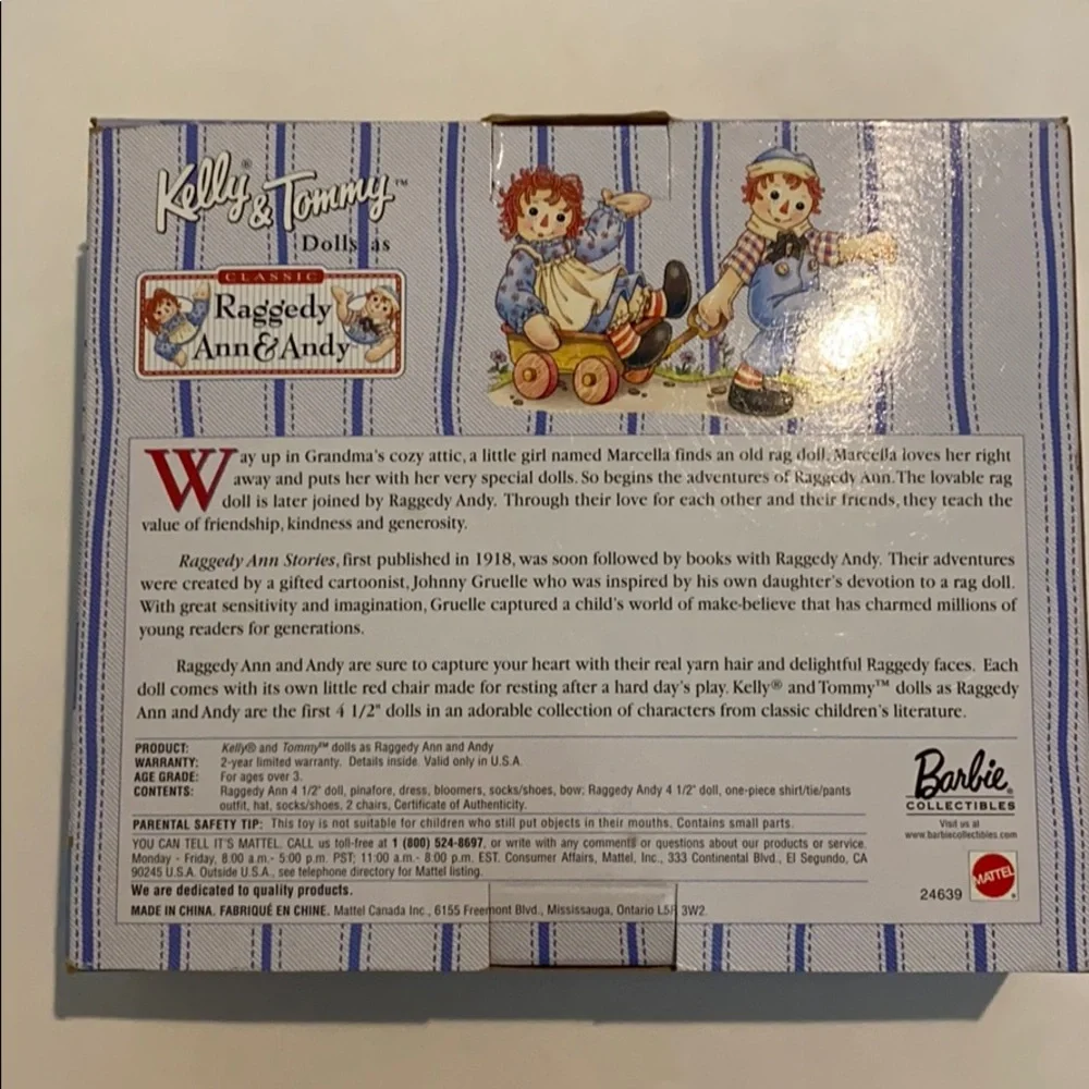 BARBIE Kelly Tommy Raggedy Ann & Andy Vintage NIB